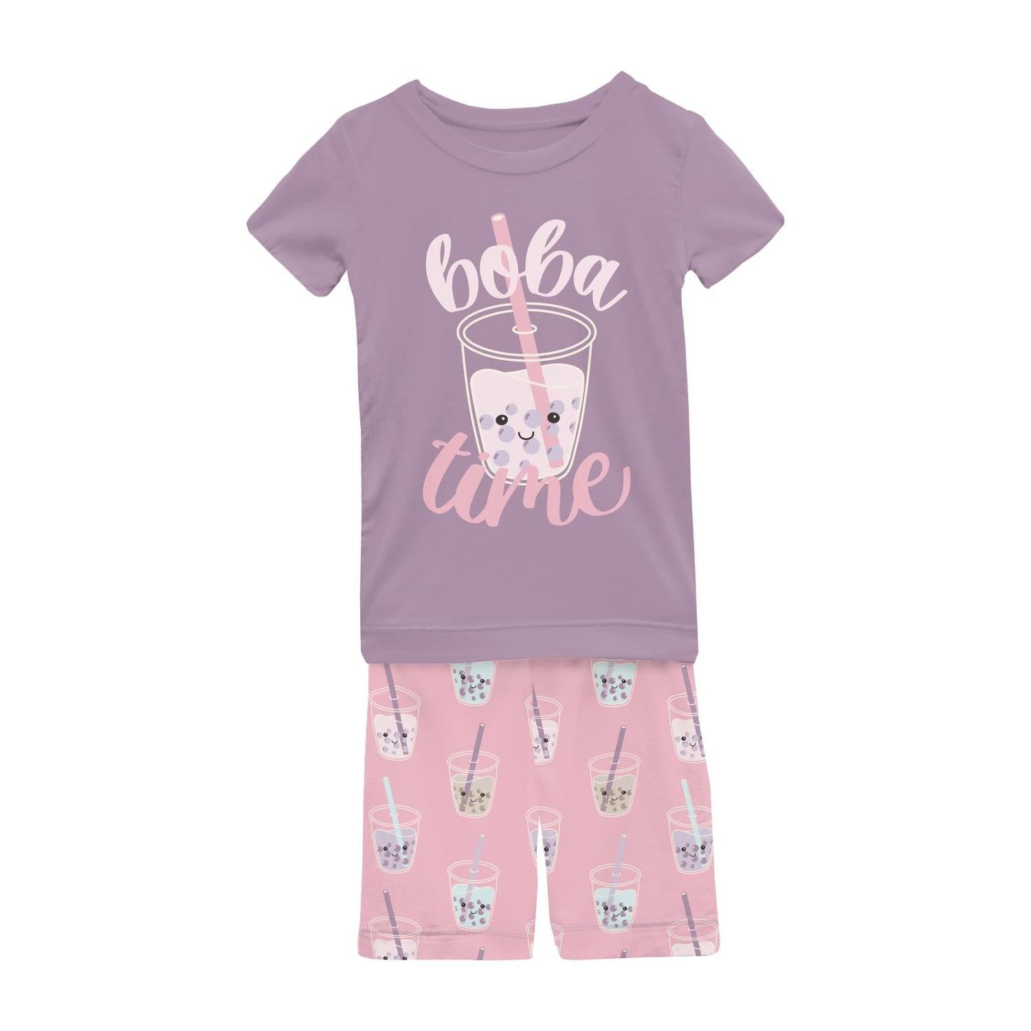 Kickee - Kids' Short Sleeve Graphic Tee Pajama Set With Shorts