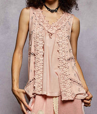 Pol - Floral Crochet Lace Tank Top