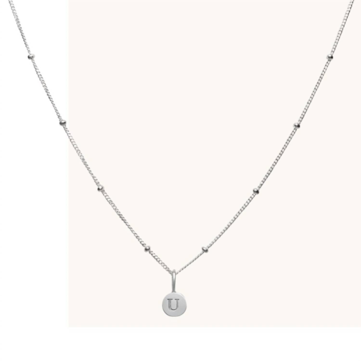 Stia - Women's Love Letters Mini Disk Letter Necklace - U