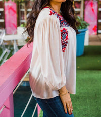 Layerz Clothing - Embroidered 3/4 Sleeve Top