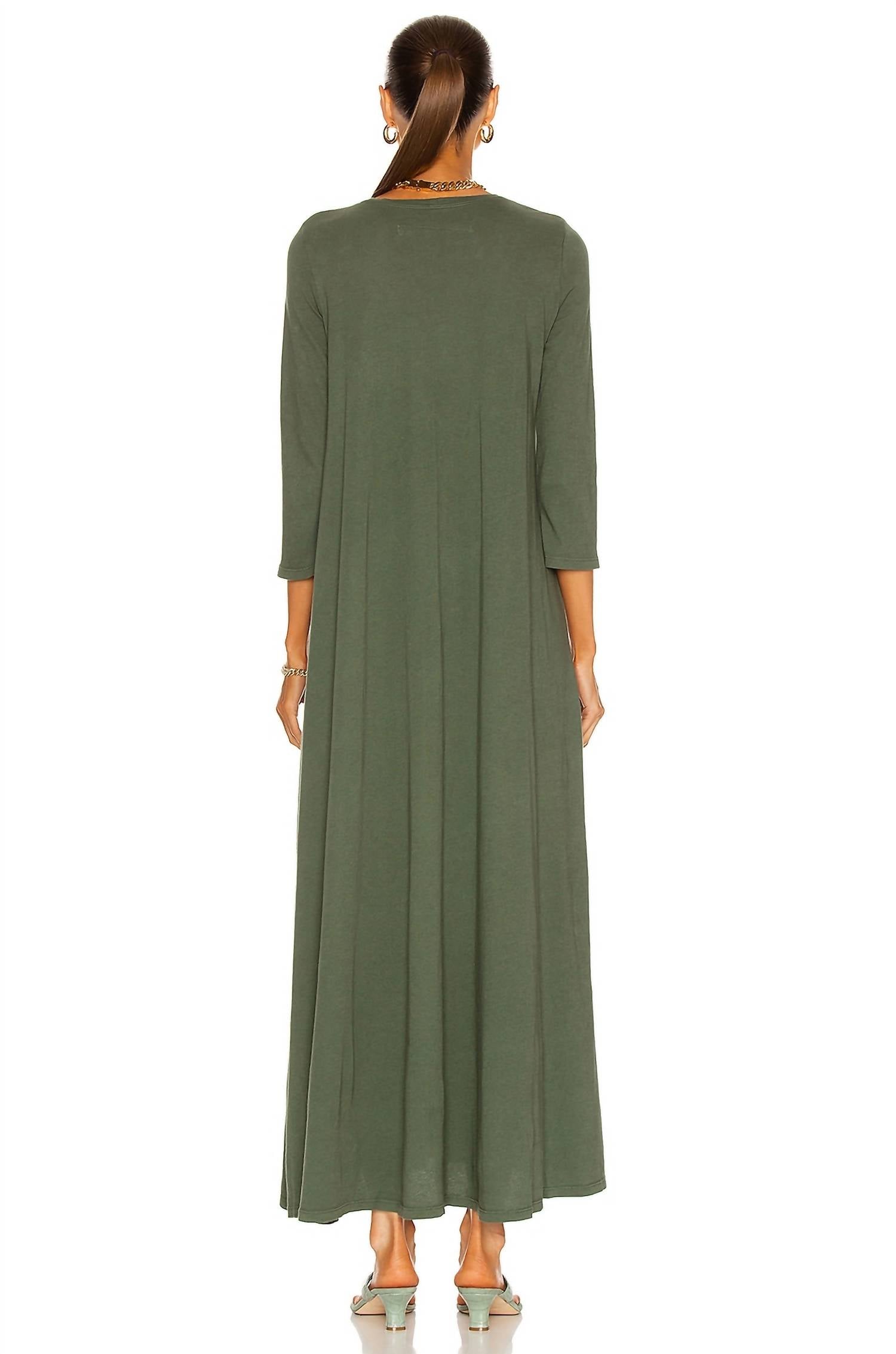 Raquel Allegra Drama Maxi Dress in army green - women's dress - detail view