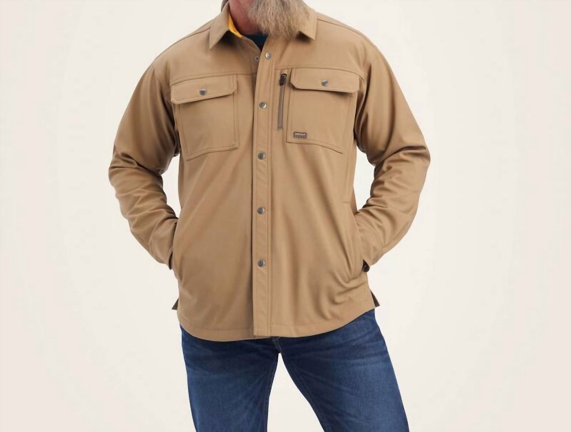 ARIAT Rebar DuraStretch Utility Softshell Shirt Jacket in khaki - men's jacket