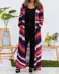 Karen T Design - Striped Long Sleeve Cardigan