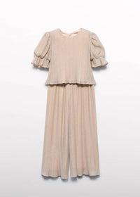 Abel & Lula Girl's Pleated Knit Pants Set in beige - item