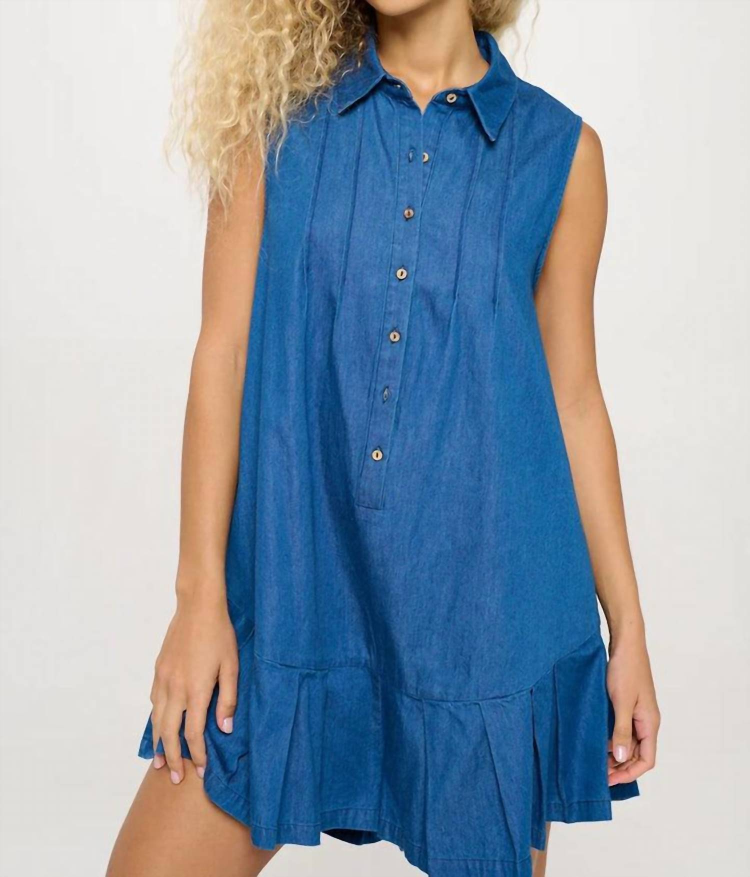 Meet Me In Santorini - Azure Denim Romper