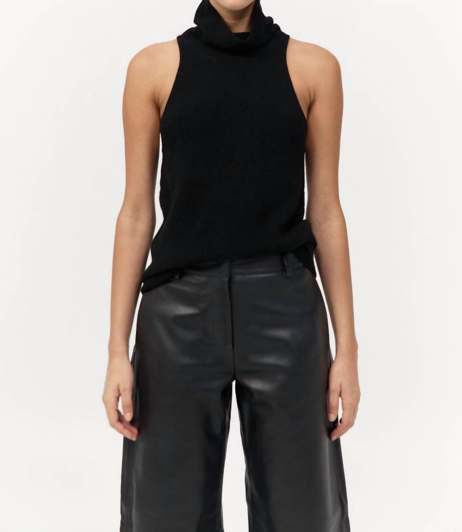 St. Agni Cashmere Blend Top in black - women's tank top