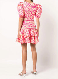 Bossa Lace Trim Puff Sleeve Layered Mini Dress