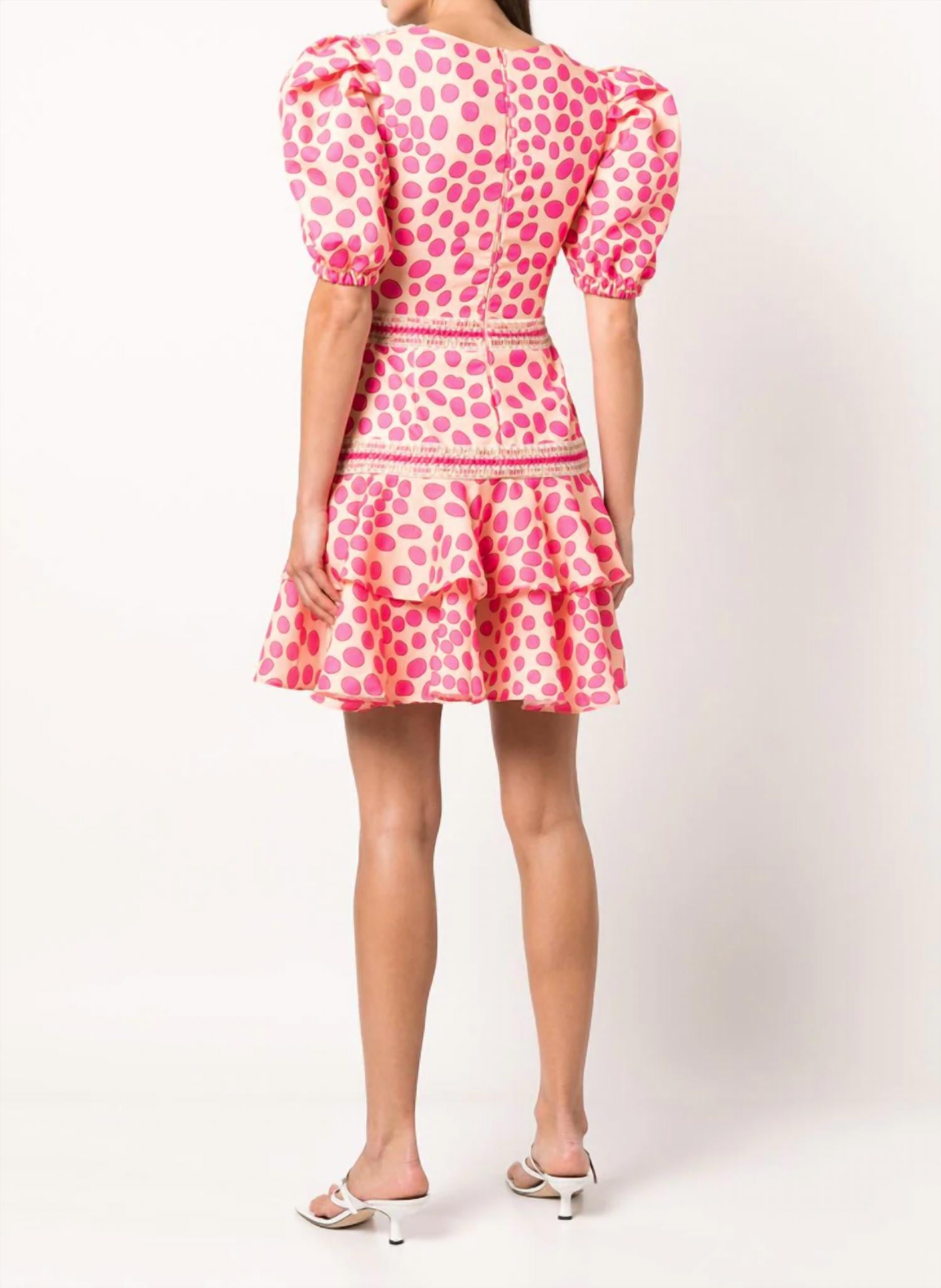 Bossa Lace Trim Puff Sleeve Layered Mini Dress
