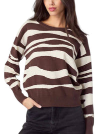 J. Society - Zebra Two Tone Crew Sweater