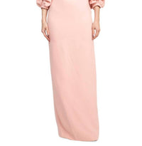 Alberto Makali - Boat Neck Gathered 3/4 Sleeve Column Slit Back Scuba Dress