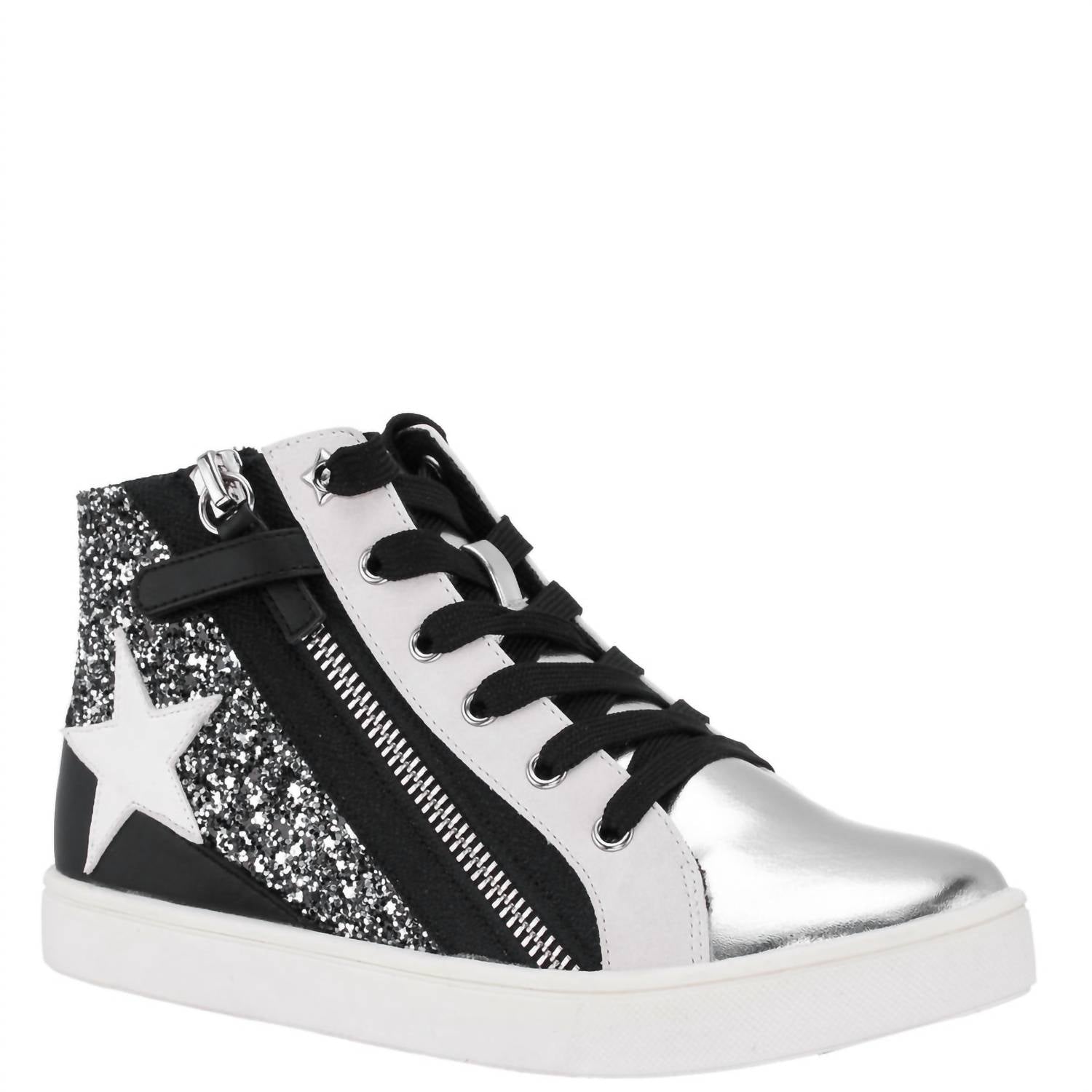 Nina Girls Yuti High Top Sneakers in black glitter 1 - kids' sneaker