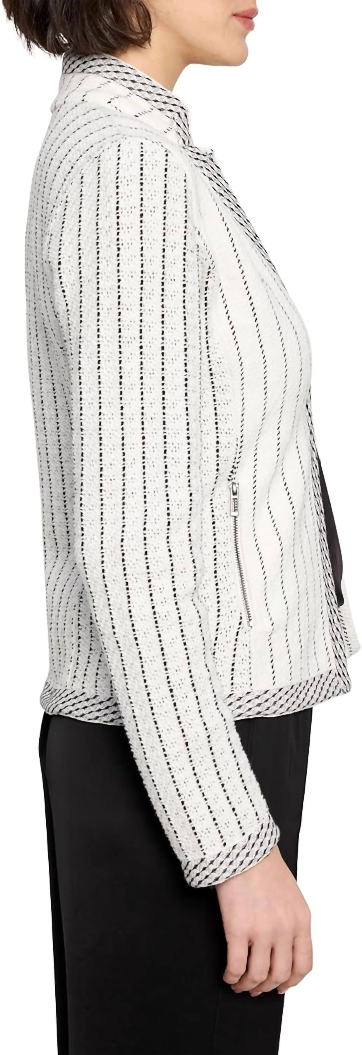Nic + Zoe PINSTRIPE NOTCH COLLAR KNIT JACKET in black multi - women's jacket - view 4
