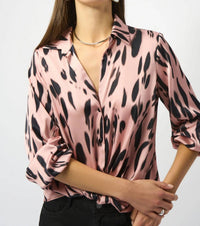 Joseph Ribkoff - Animal Print Half Tuck Satin Top