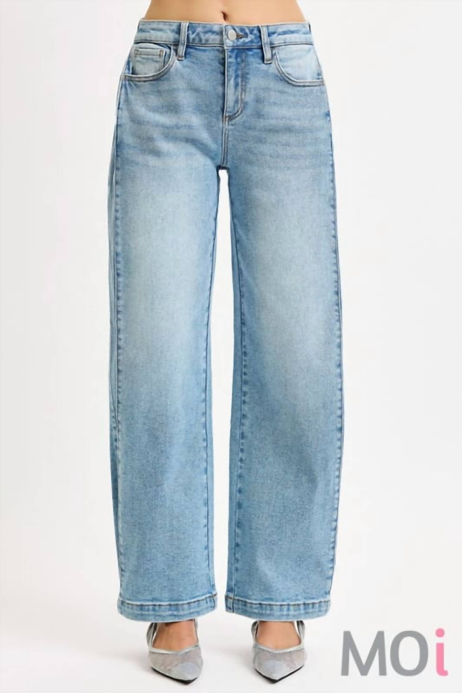 RISEN Mid Rise Wide With Transferable Leg Snap Jeans in blue - women's jeans
