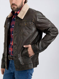 Wrangler - Faux Leather Chest Pockets Sherpa Jacket
