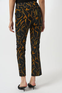 Joseph Ribkoff Geometric Print Straight Leg Pull On Pants in black multi - women's pants - detail view