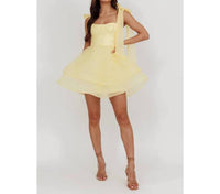 One And Only Collective - Sqaure Neck Organza Mini Dress