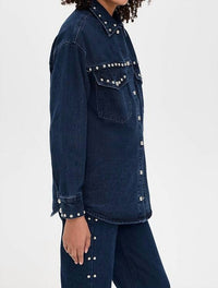 Moon River - Button Up Stud Detail Denim Jacket