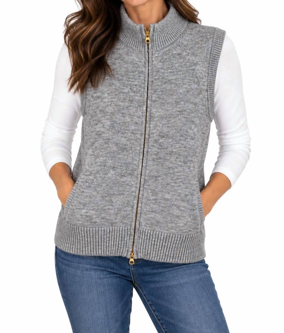 Elan - Britt Sleeveless Zip Sweater Vest