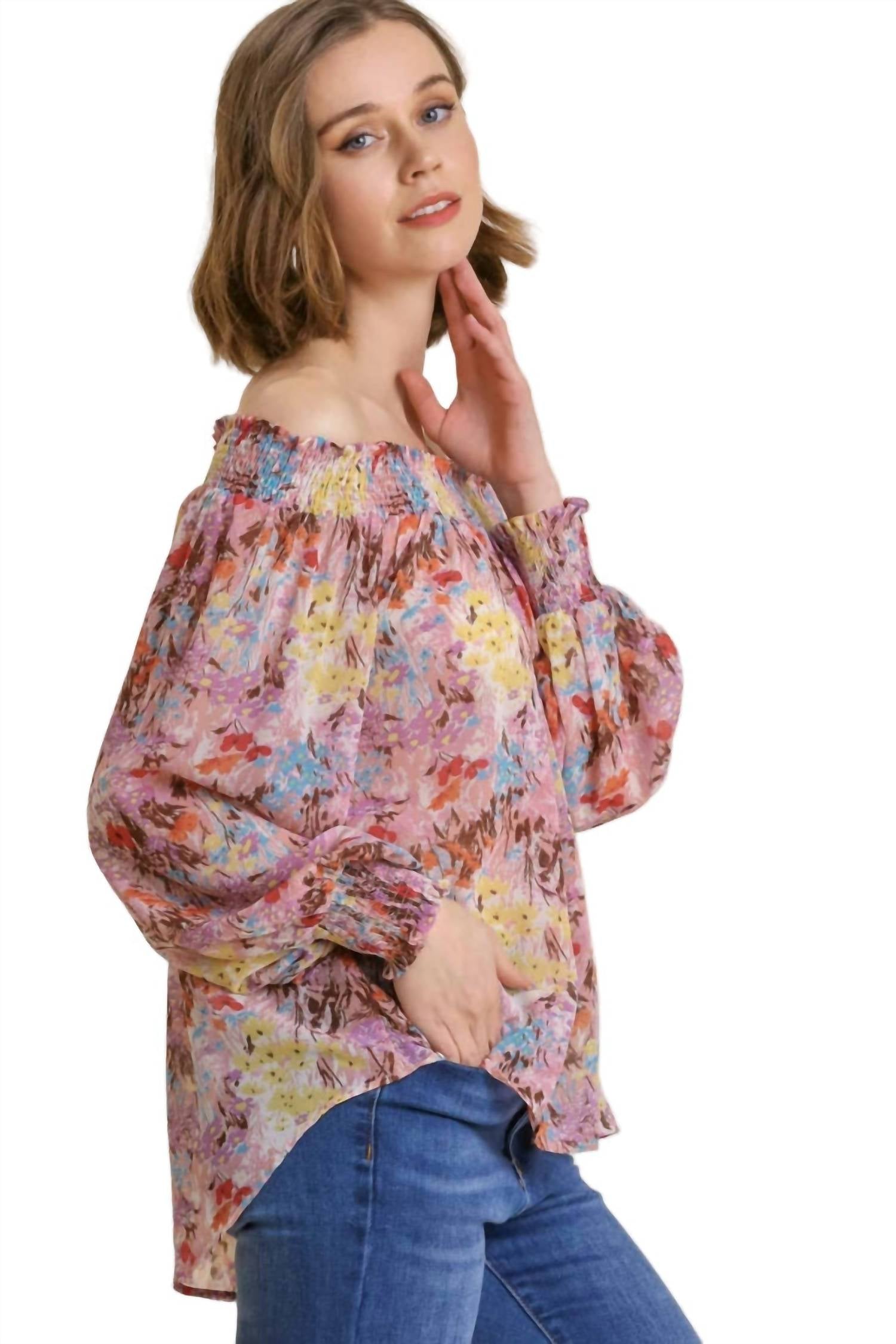 Umgee - Floral Off The Shoulder Smocked Top
