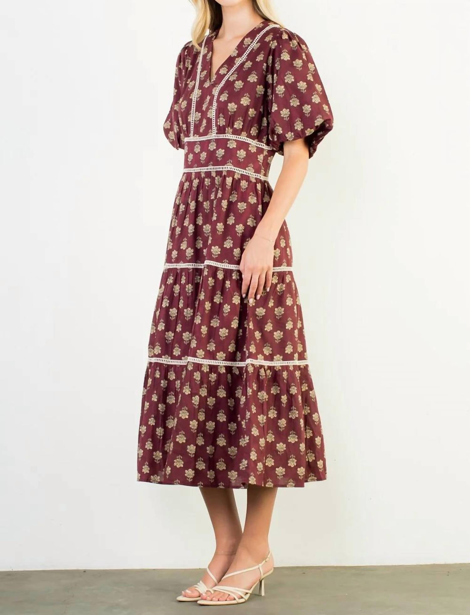 THML Kamila Autumn Dress in red - women's dress - detail view
