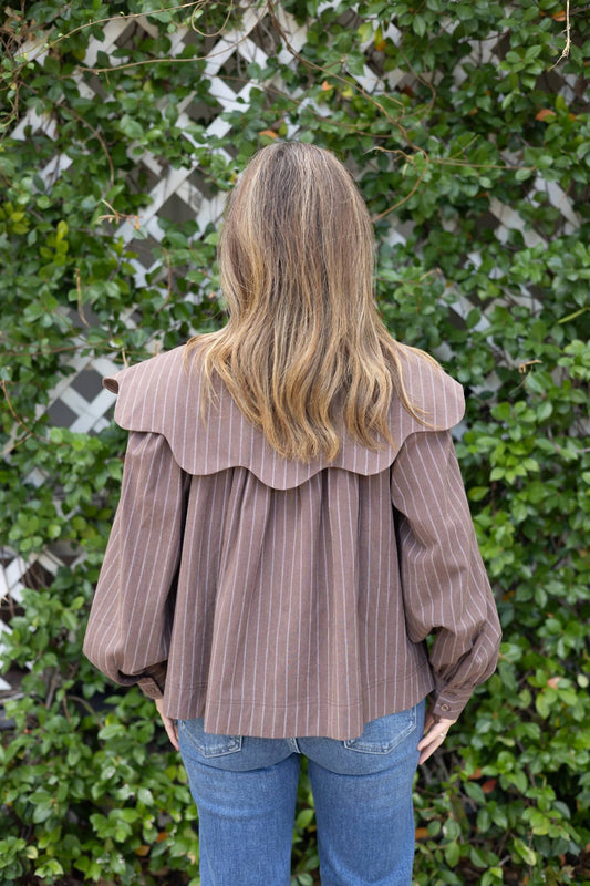 Karlie - Stripe Peterpan Collar Top