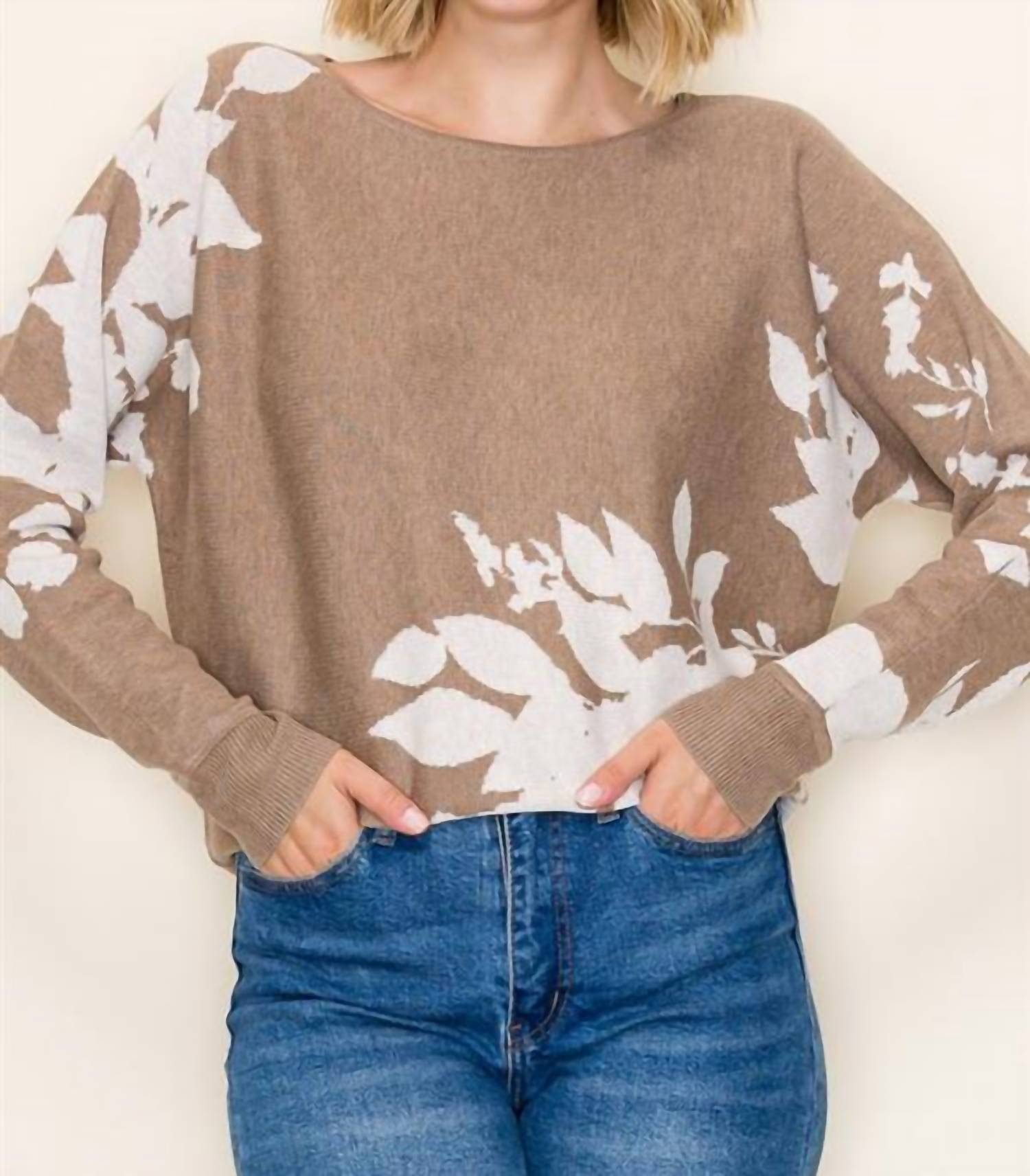 Staccato - Floral Jacquard Dolman Sleeve Sweater