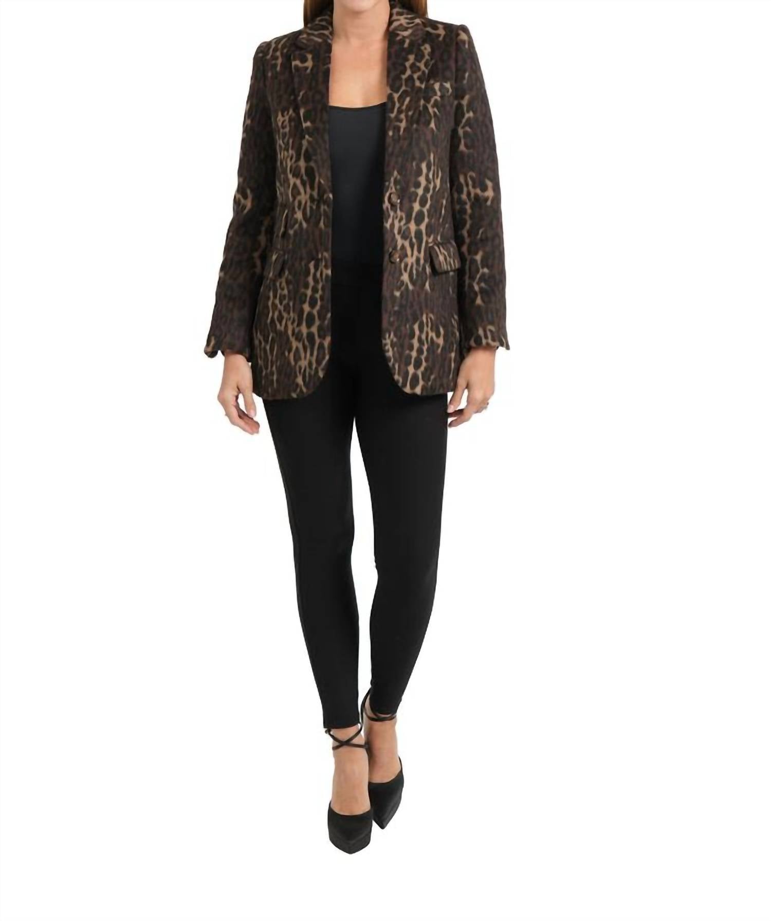 LOVE TOKEN 2 Button Animal Print Blazer in leopard - women's jacket