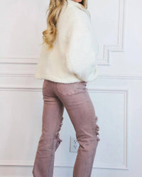 Risen - Riva Distressed High Rise Straight Leg Jeans