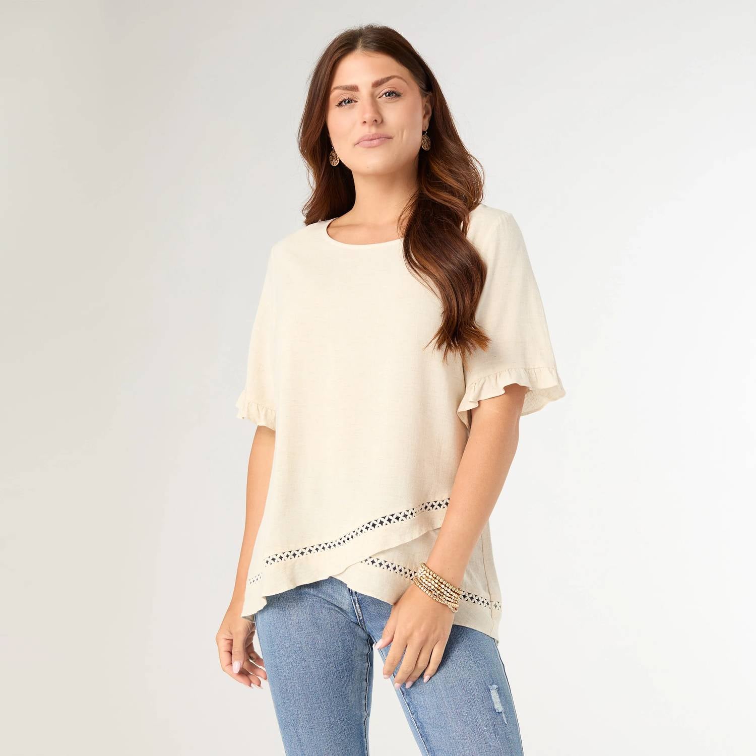 Coco + Carmen - Layla Short Sleeve Crossover Ruffle Top