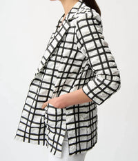Joseph Ribkoff - Plaid Textured Open Front Blazer