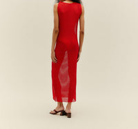 Haight Viscose Yarn Twisted Knit Sleeveless Shift Dress in red - women's dress - detail view