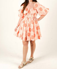 Mazik Petal Puff Mini Dress in orange - women's dress