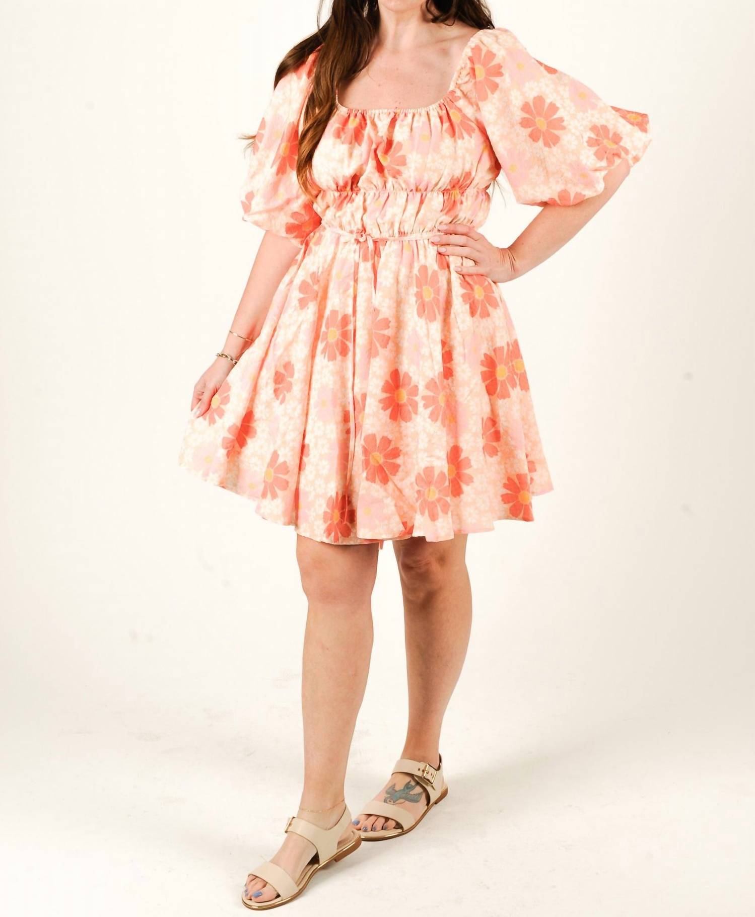Mazik Petal Puff Mini Dress in orange - women's dress