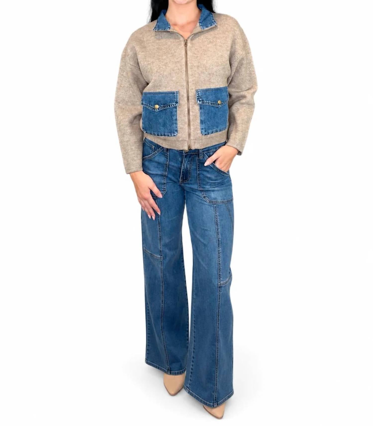Charlie B - Long Sleeve Zipped Sweater Jacket