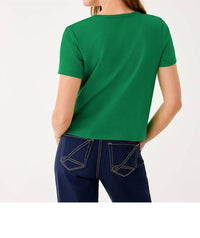 Lilly Pulitzer Clairmont Rhinestone Knit Top in bamboo green - women's t-shirt - detail view