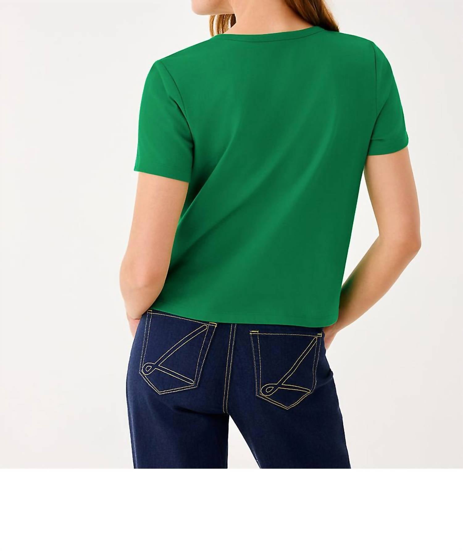 Lilly Pulitzer Clairmont Rhinestone Knit Top in bamboo green - women's t-shirt - detail view
