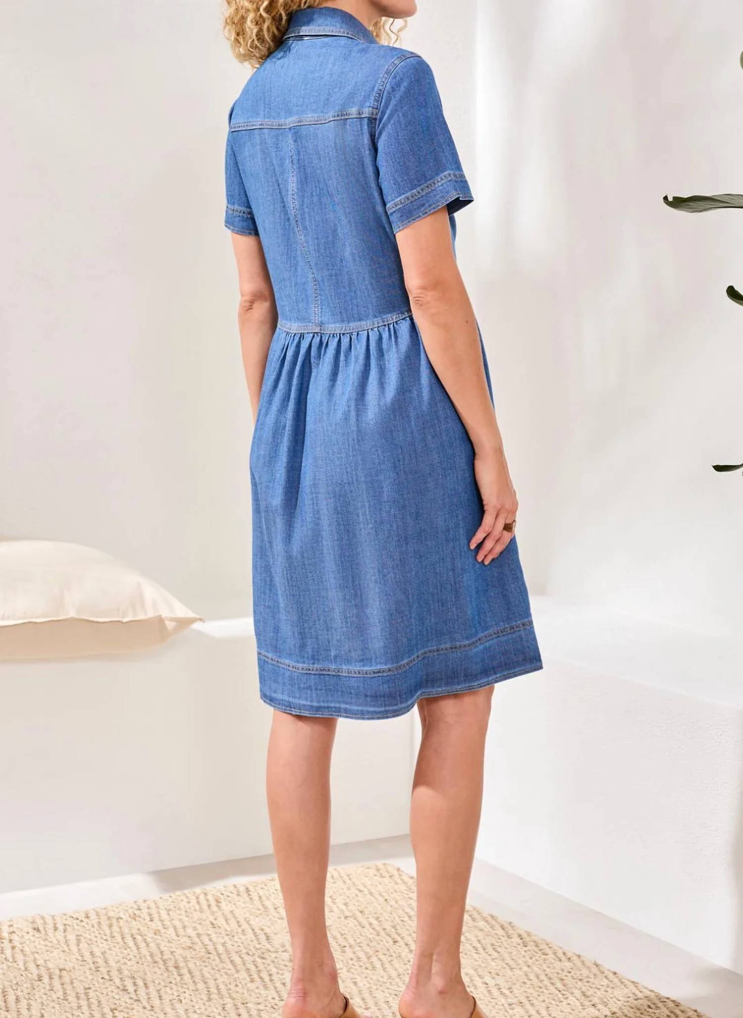 Tribal - Snap Down Denim Dress With Pockets