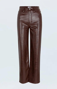 PISTOLA Cassie Super High Rise Straight Leg Pants in tobacco croc - women's jeans - view 6