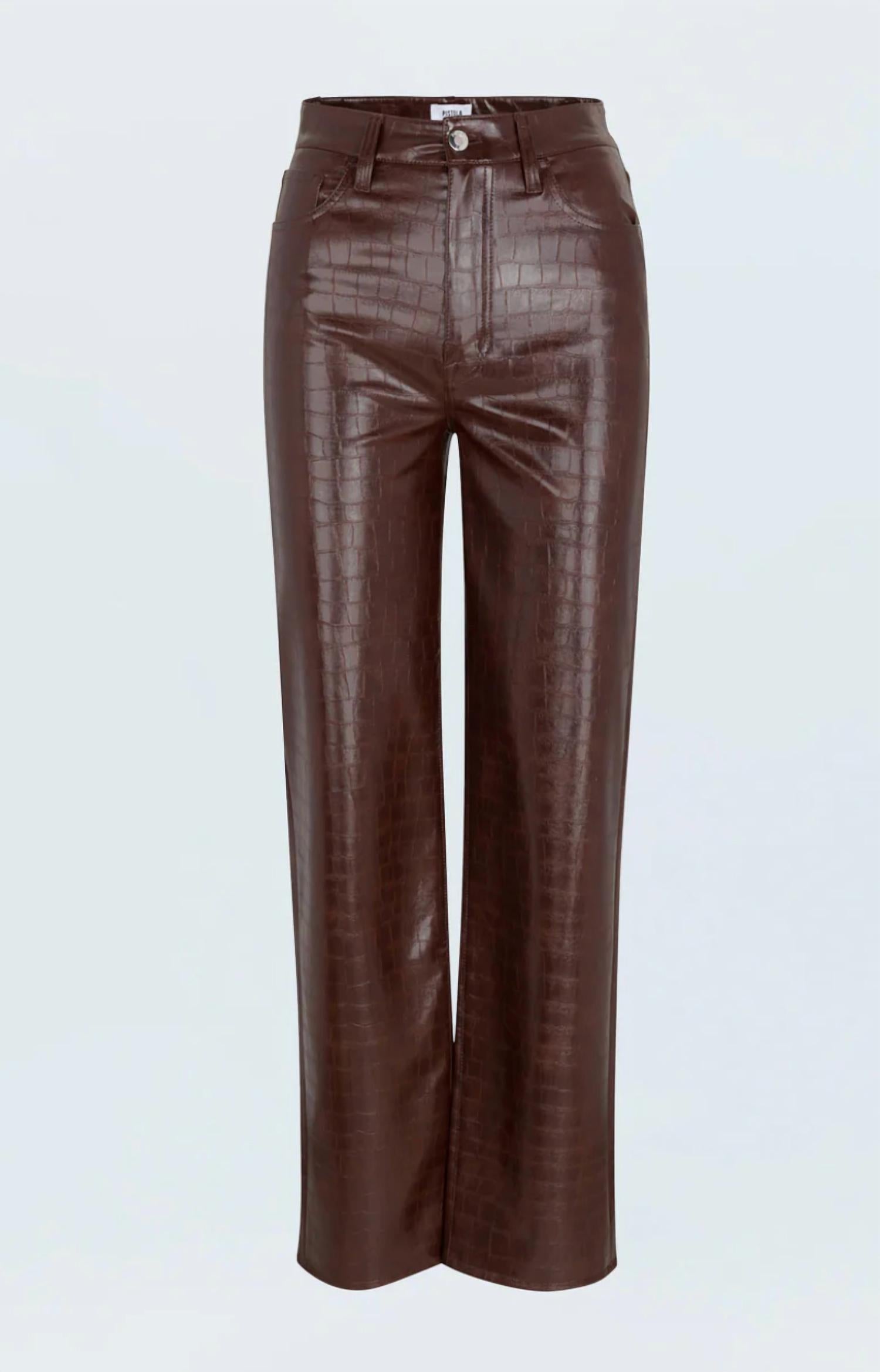 PISTOLA Cassie Super High Rise Straight Leg Pants in tobacco croc - women's jeans - view 6