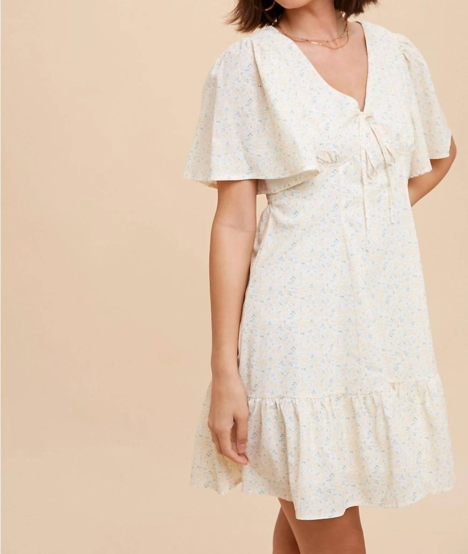 In-Loom - Open Back Flutter Sleeve Mini Dress