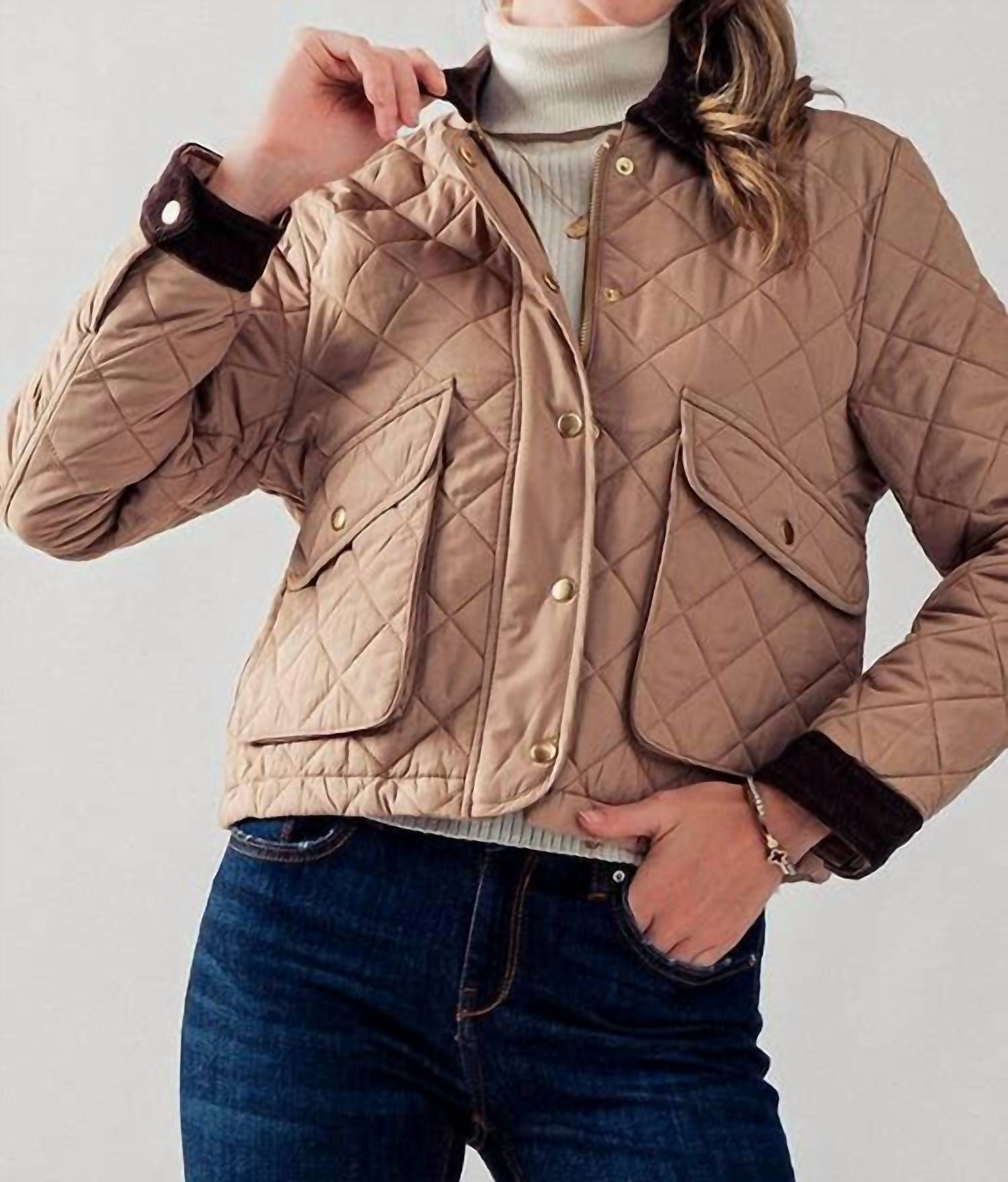 Love Tree - Barn Quilted Padded Jacket with Corduroy Trim