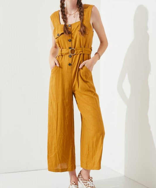 Jade By Jane - Square Neck Button Down Jumpsuit