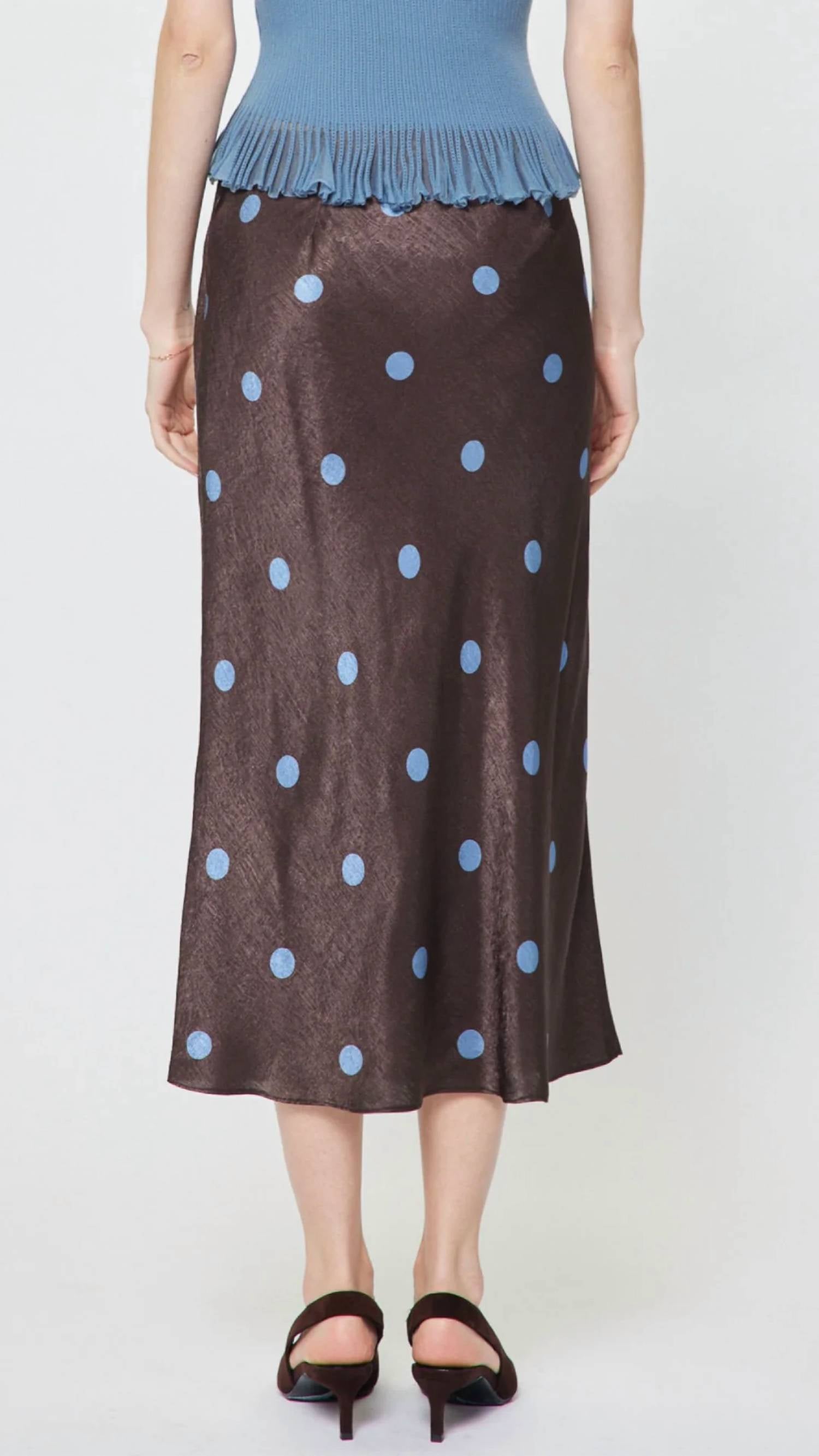 Current Air - All Over Polka Dot Silk Midi Skirt