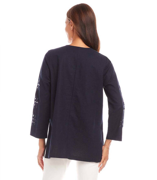Karen Kane - Cutout Embroidered Flower Detail Tunic