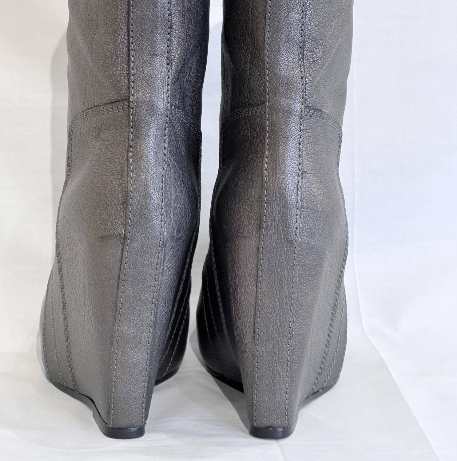 Rick Owens Women's Mid Wedge Boot in silver - women's shoe - detail view
