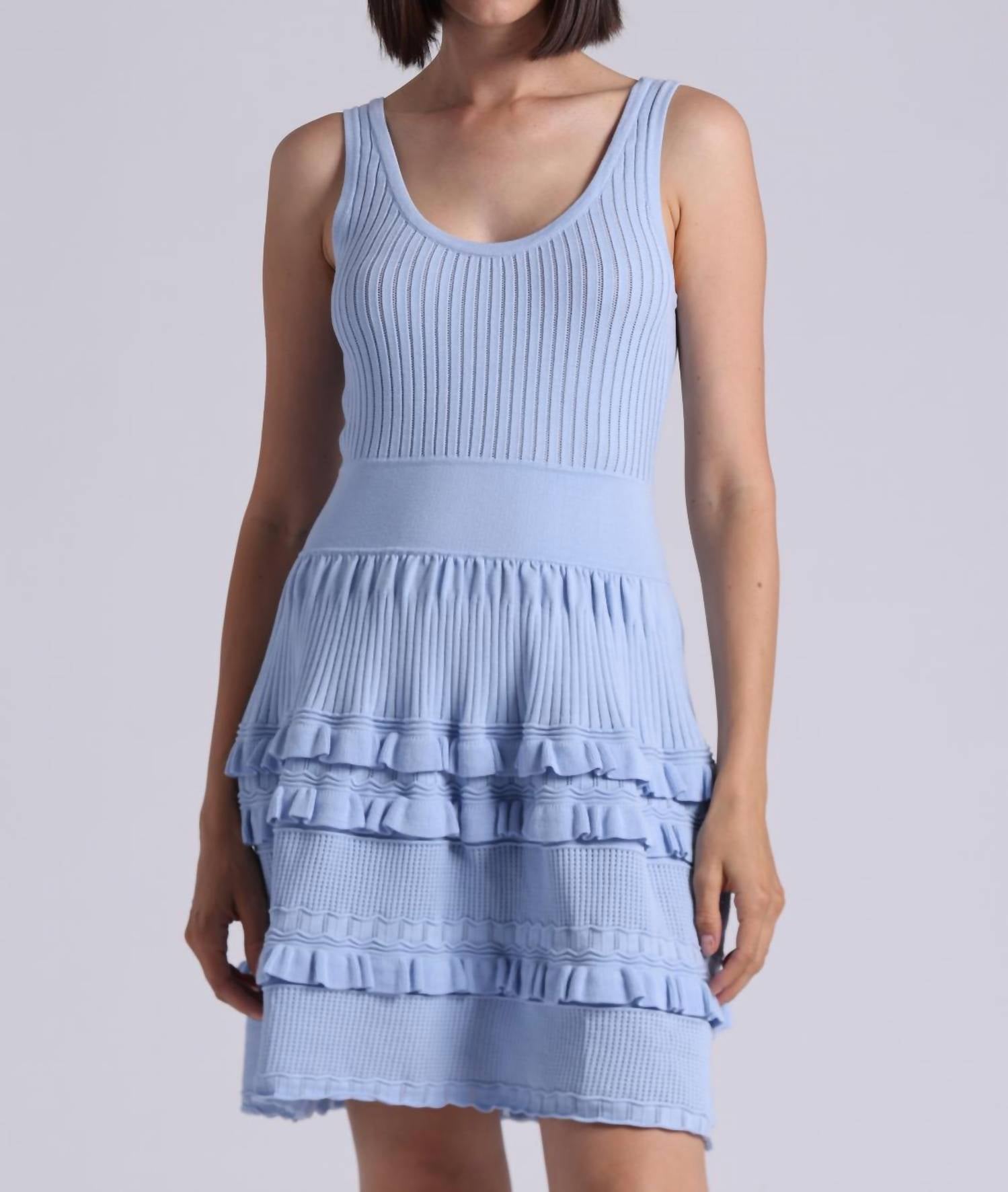 Minnie Rose - Viscose Pointelle Ruffle Sleeveless Dress