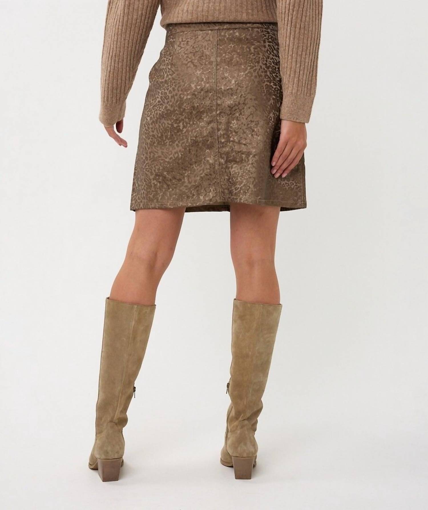 ESQUALO Fancy Animal Leather Skirt in gold - women's skirt - detail view