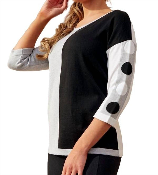 3/4 Sleeve Color Block Scoop Top