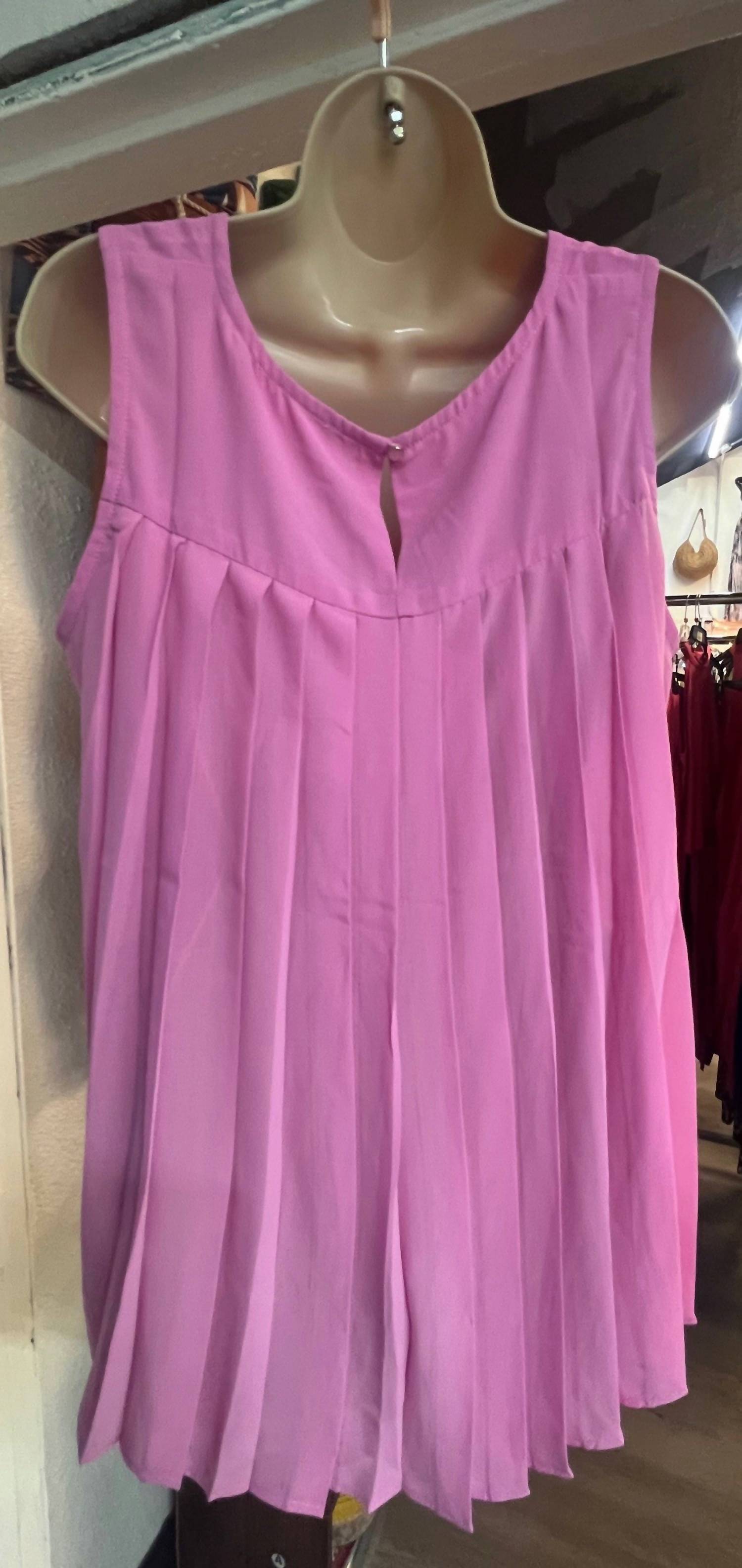 ee:some Women's Back Pleat Tank Top in bubble pink - women's tank top - detail view